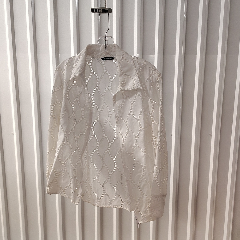 Samuel Dong White Patterned Men's Shirt